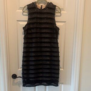 J. Crew Black and Cream Textured Mini Dress
